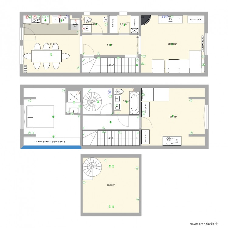 test duplex 2. Plan de 0 pièce et 0 m2