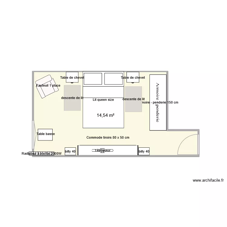 cr&eacute;ation chambre 1. Plan de 
