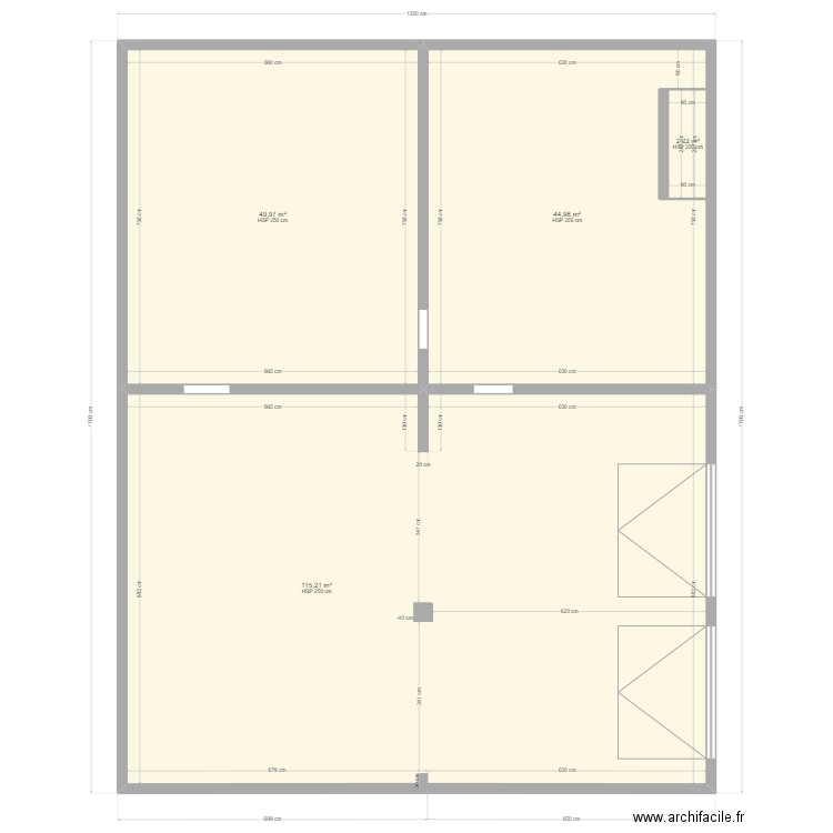 sous sol toma. Plan de 4 pièces et 215 m2