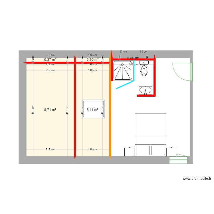 POIRET rev 3. Plan de 5 pièces et 16 m2