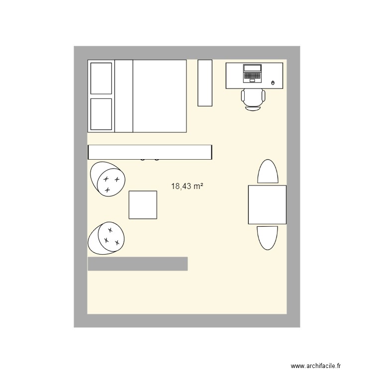 SOPHINETTE. Plan de 1 pièce et 18 m2