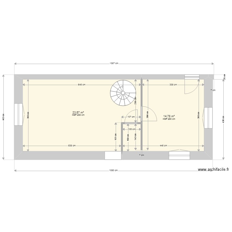 etage2. Plan de 2 pièces et 38 m2