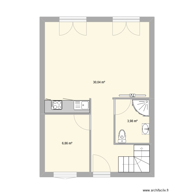 Clos Lot 1 RDC. Plan de 3 pièces et 41 m2