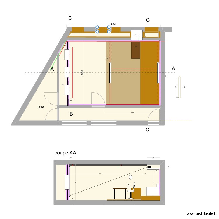 Bierges - Montage_son - ESTRADE. Plan de 3 pièces et 63 m2
