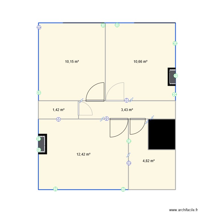 étage 2b. Plan de 7 pièces et 45 m2