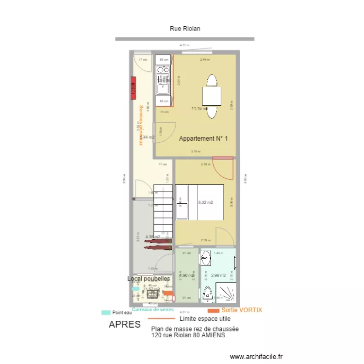 PLAN DE MASSE RIOLAN rez de chauss&eacute;e am&eacute;nag&eacute;. Plan de 