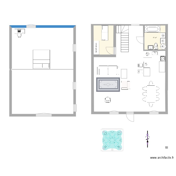 maison A jjfggg - Plan 2 pièces 12 m2 dessiné par jaby