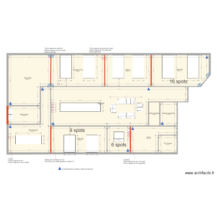 Bureaux St Charles. Plan de 13 pièces et 315 m2