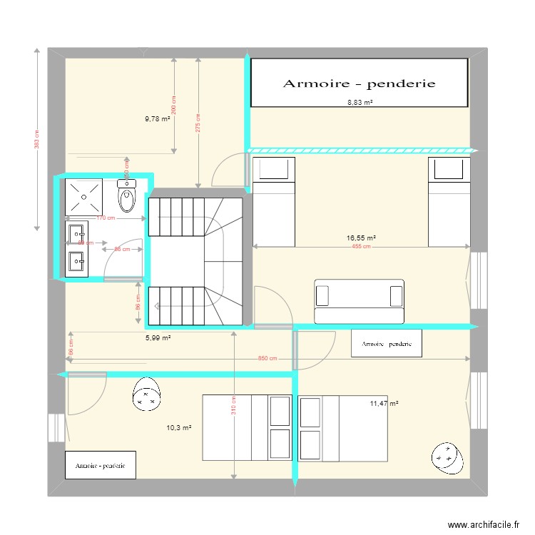Projet St-Girons - aménagement étage V0. Plan de 0 pièce et 0 m2