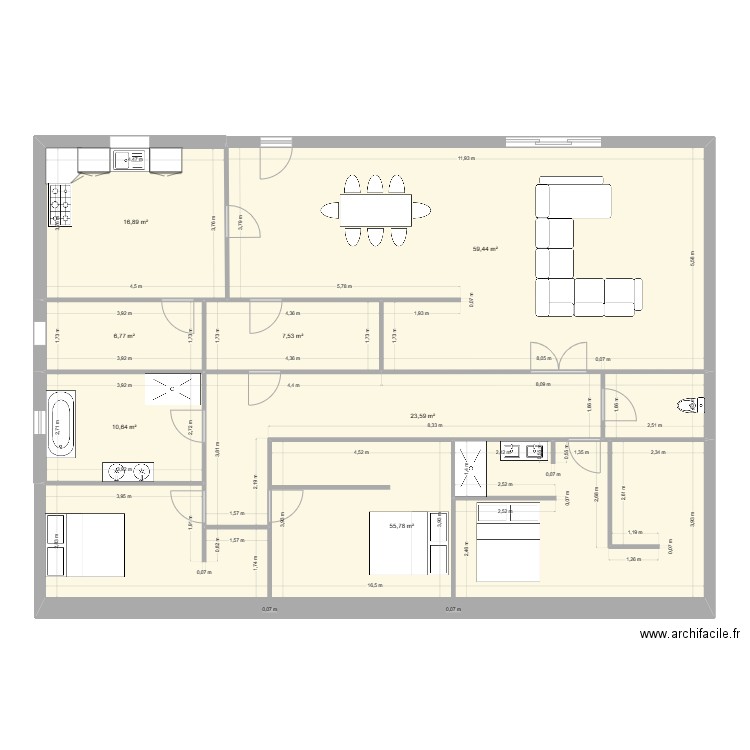 dubarry. Plan de 7 pièces et 181 m2