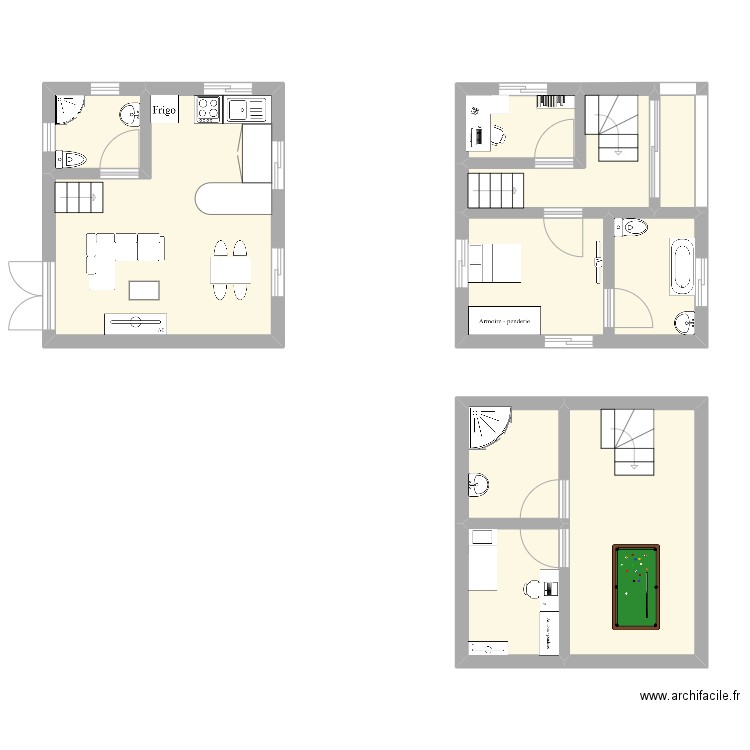maison panda mimi. Plan de 9 pièces et 64 m2