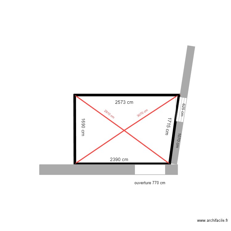  montée escalier. Plan de 3 pièces et 3 m2