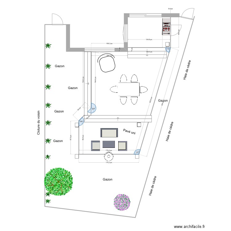 PLAN 5 cour arrière Laval. Plan de 1 pièce et 39 m2