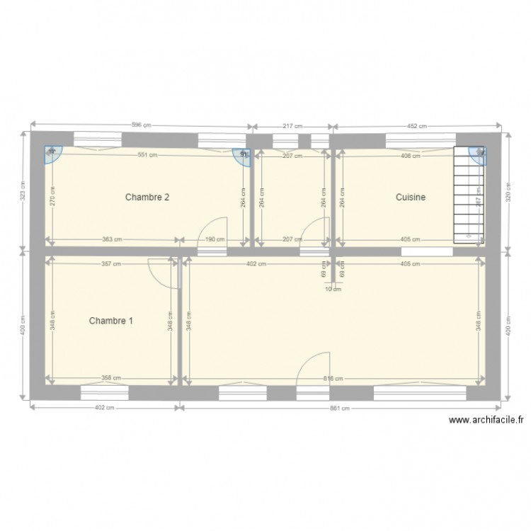 PLAN  ETAGE AVEC ESCALIER DANS CUISINE. Plan de 0 pièce et 0 m2
