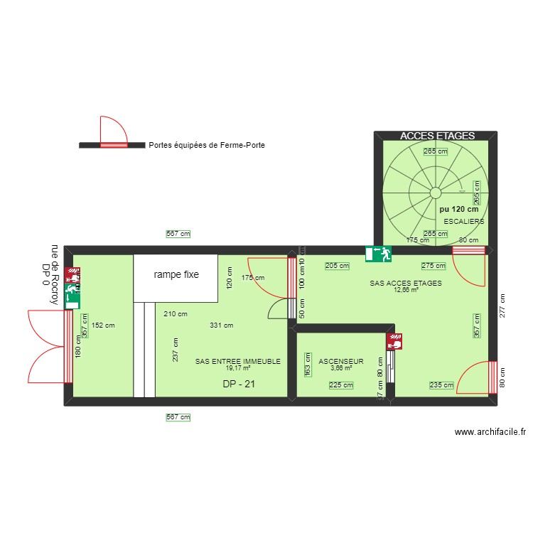 RDC ACCES INSTITUT FRANCAIS D HYPNOSE. Plan de 4 pièces et 43 m2