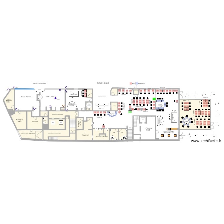 Plan de salle RDC Actuel au 25 juin 2020. Plan de 0 pièce et 0 m2