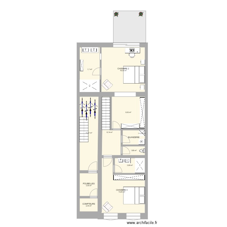 DEFACQ SS V4. Plan de 11 pièces et 81 m2