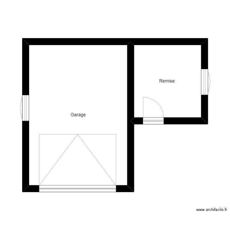 Garage r-A. Plan de 2 pièces et 29 m2
