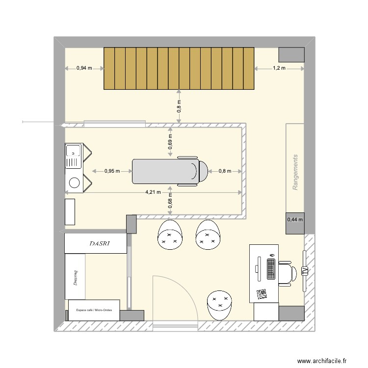 BIARRITZ RDC Propo3. Plan de 1 pièce et 36 m2