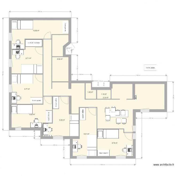 Plan Evry 5 VF1 avec Meubles. Plan de 0 pièce et 0 m2