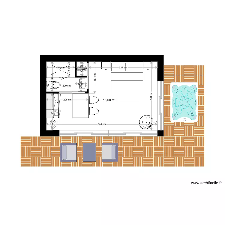 studio 3 stars. Plan de 