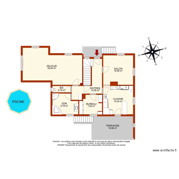 BI 9244 RDC. Plan de 12 pièces et 118 m2