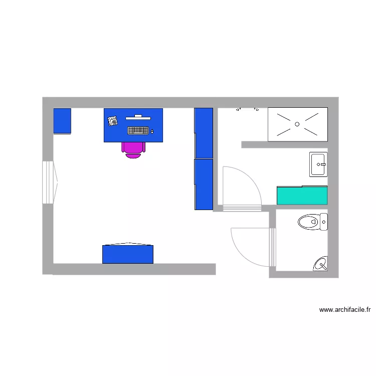 Salle de bain rdc bis. Plan de 