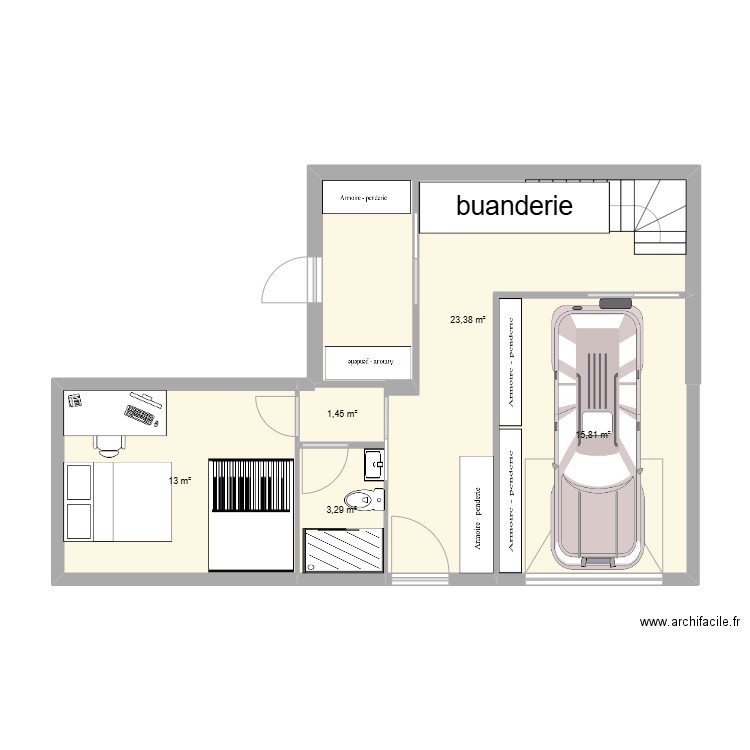 maison brignais. Plan de 5 pièces et 57 m2