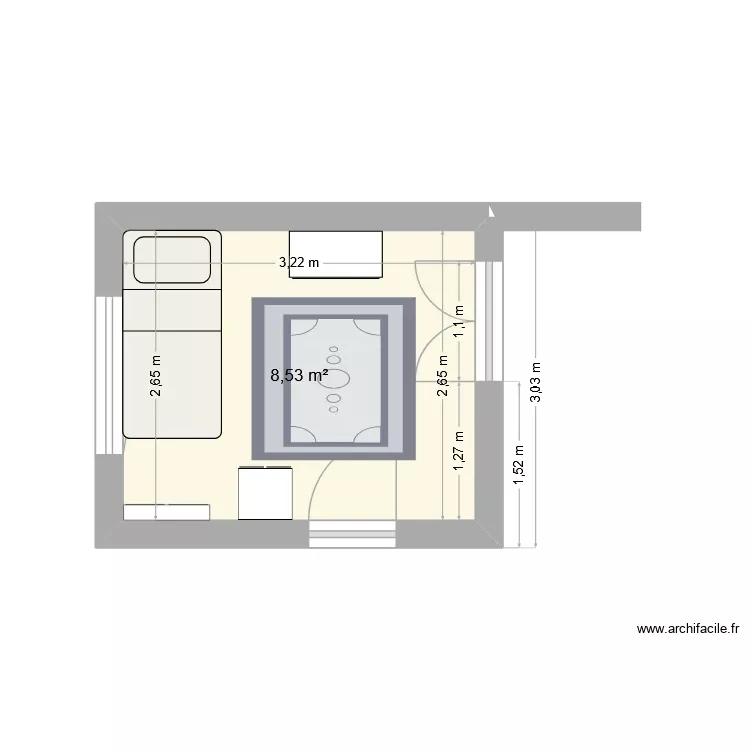 chambre nora. Plan de 1 Pièce et 9 m²