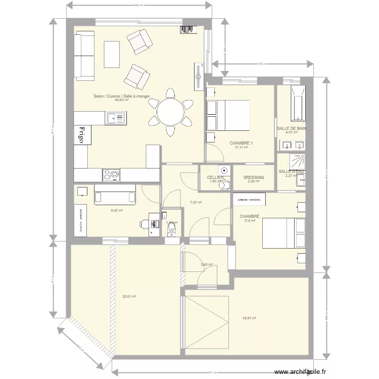 TENTATIVE PLAIN PIED et garage. Plan de 