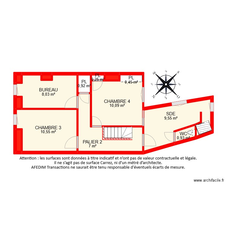 BI7821 ETAGE 2. Plan de 15 pièces et 50 m2