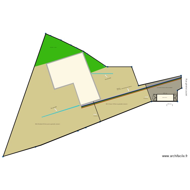 plan masse hangar. Plan de 2 pièces et 194 m2