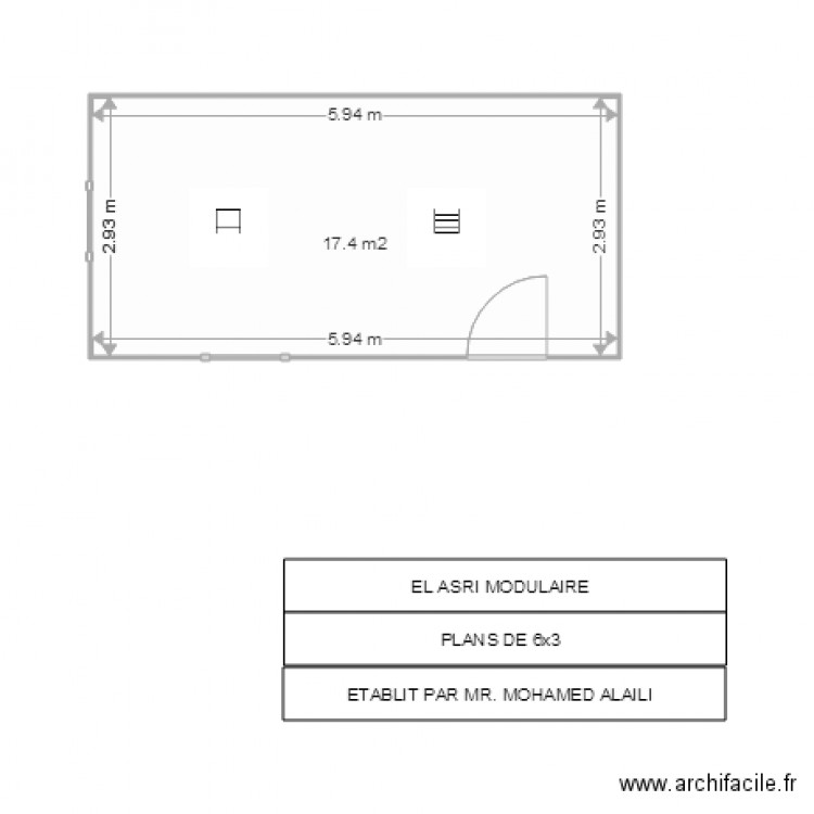 Batiment modulaire 6x3. Plan de 0 pièce et 0 m2