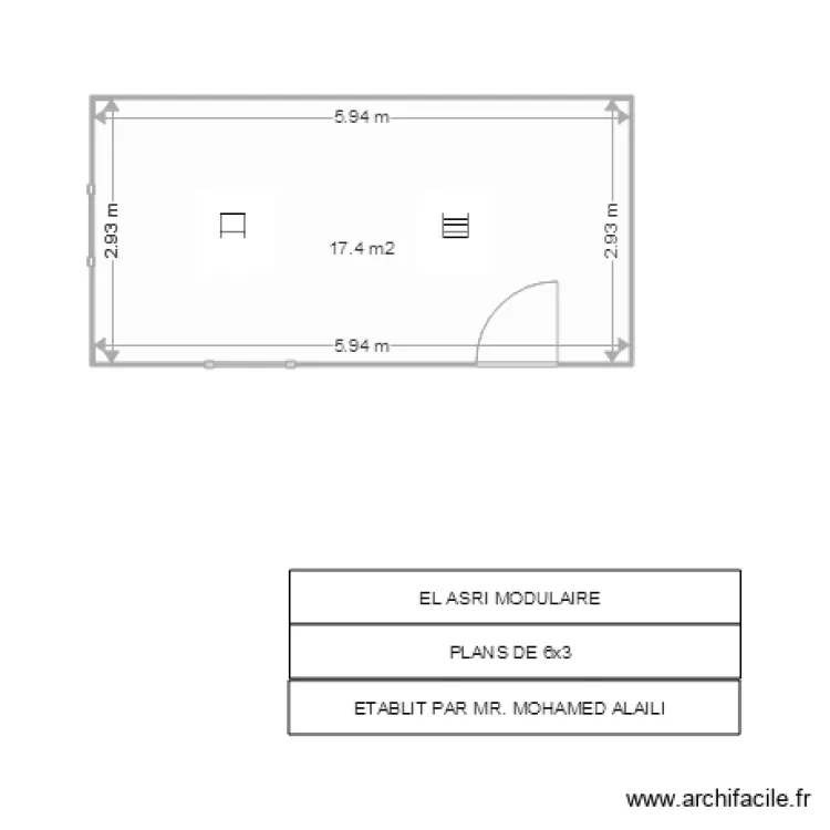 Batiment modulaire 6x3. Plan de 