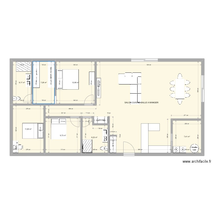 pedinielli 4.. Plan de 8 pièces et 130 m2