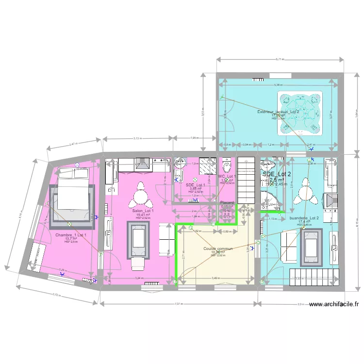 Projet Maison 2 lots_LE GOURAY 22330 Projet&eacute;. Plan de 