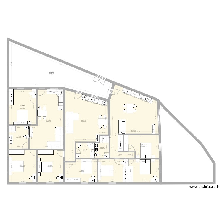 gandara t2+t2+t3. Plan de 0 pièce et 0 m2