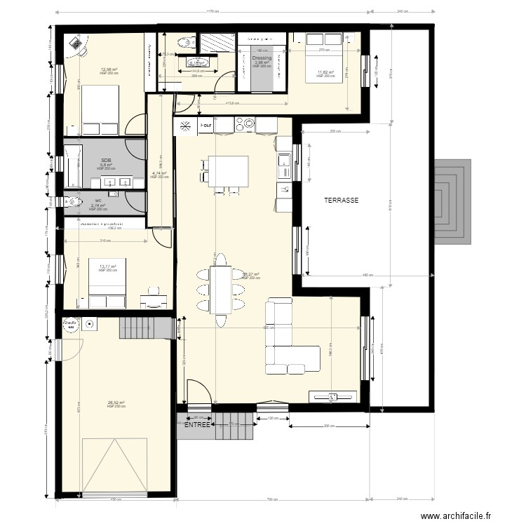 Plan de niveau meublé sans objets. Plan de 0 pièce et 0 m2