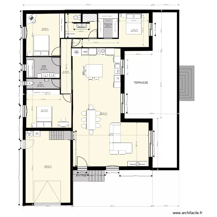 Plan de niveau meubl&eacute; sans objets. Plan de 