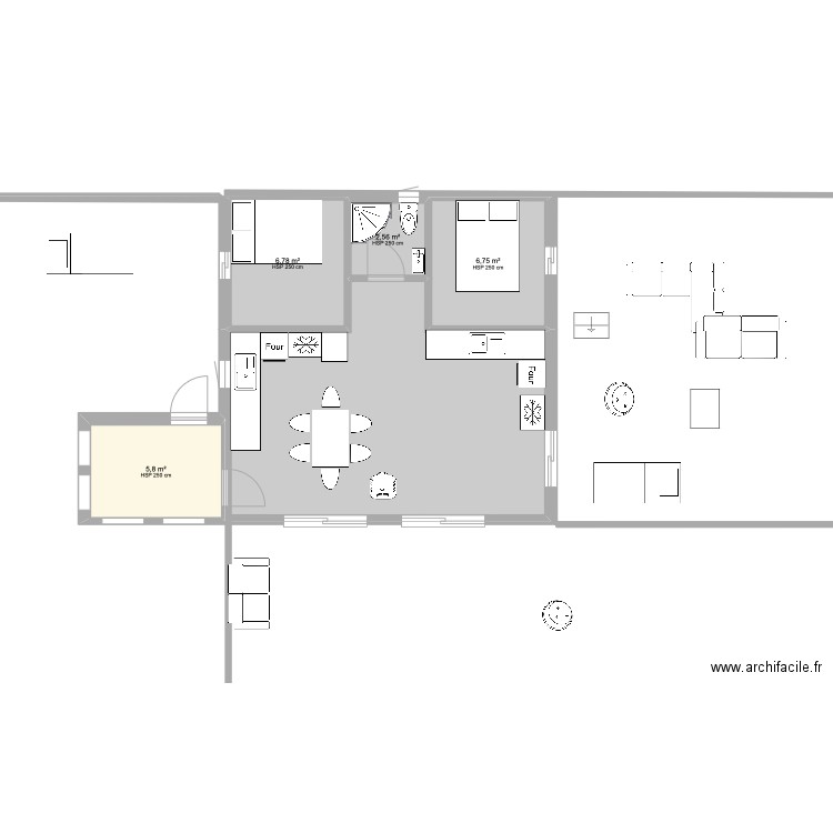 projet toit rouge 3. Plan de 5 pièces et -7 m2