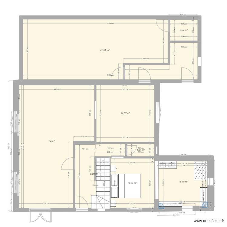 Séné Apres. Plan de 8 pièces et 123 m2