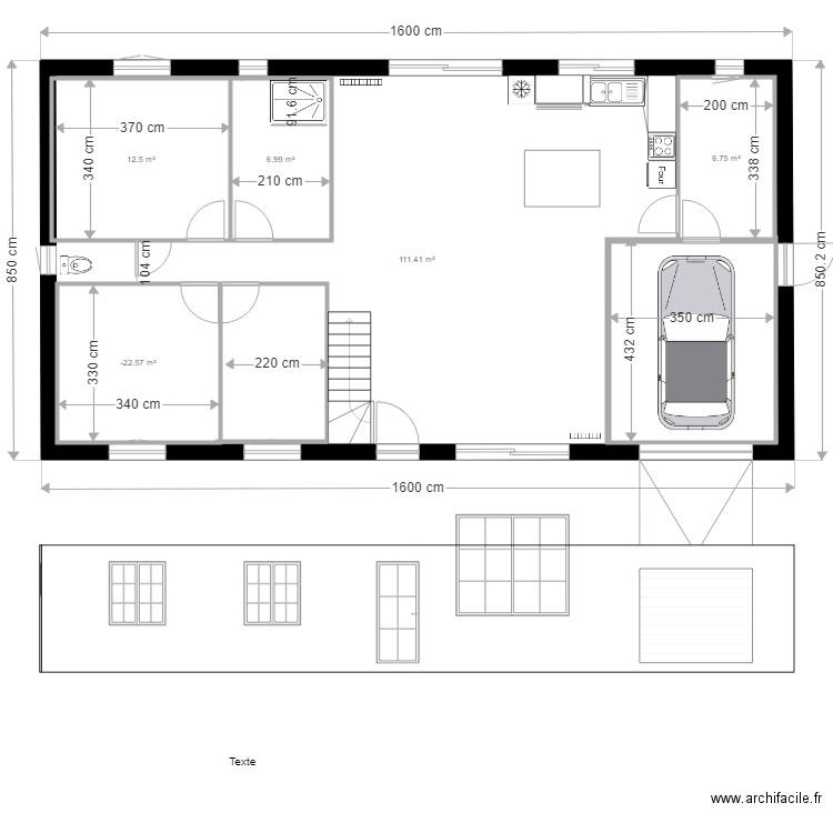 plan pièces cotées. Plan de 0 pièce et 0 m2