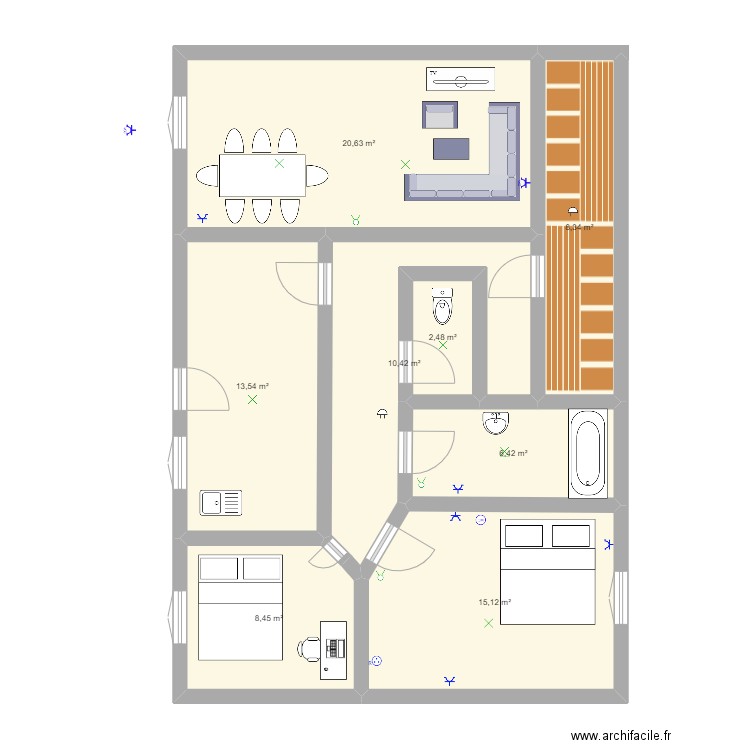 villa donatien. Plan de 8 pièces et 85 m2
