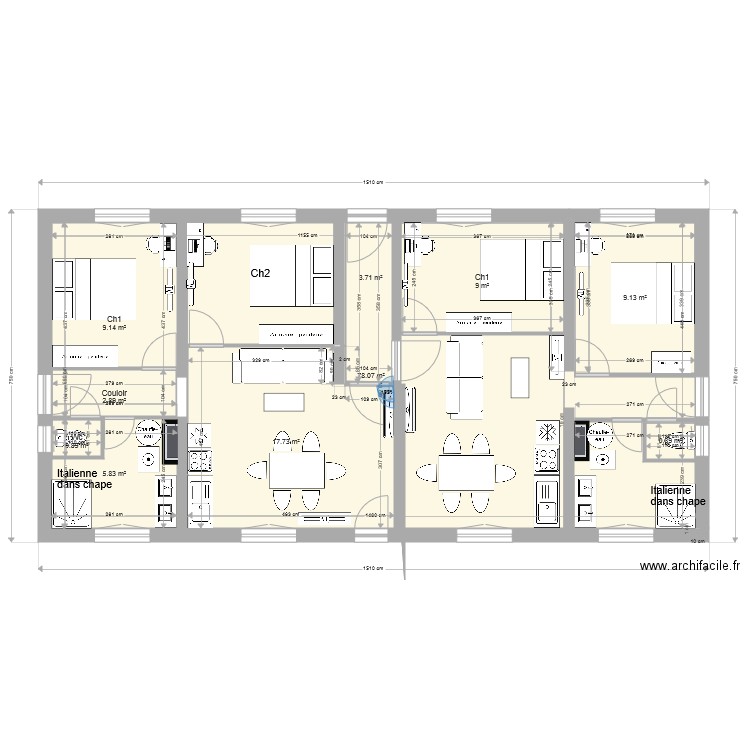 Plan étage 2 T3. Plan de 0 pièce et 0 m2