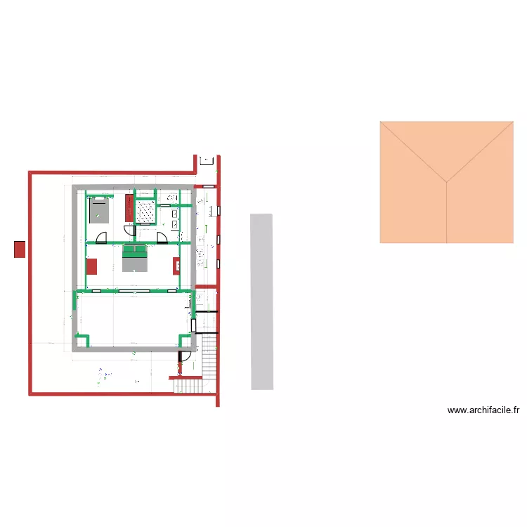 Modification 1er Maison existante + toit+ &eacute;lectricit&eacute; + meubles. Plan de 