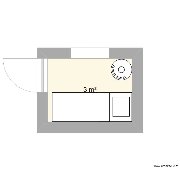 habitat. Plan de 1 pièce et 3 m2