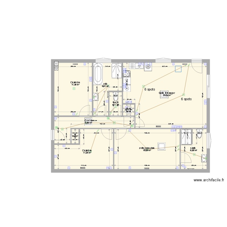 sainte colombe8. Plan de 10 pièces et 90 m2