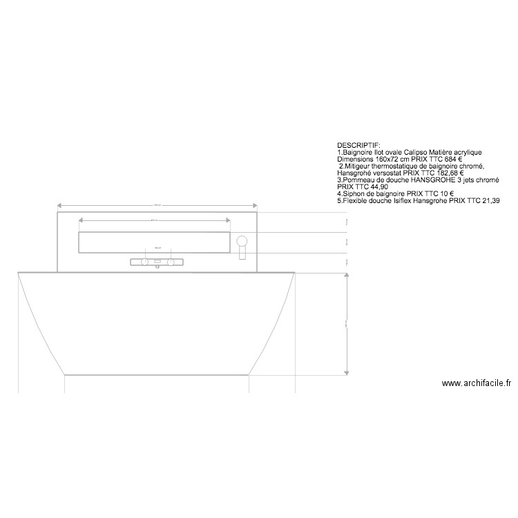 DÉTAIL BAIGNOIRE. Plan de 0 pièce et 0 m2