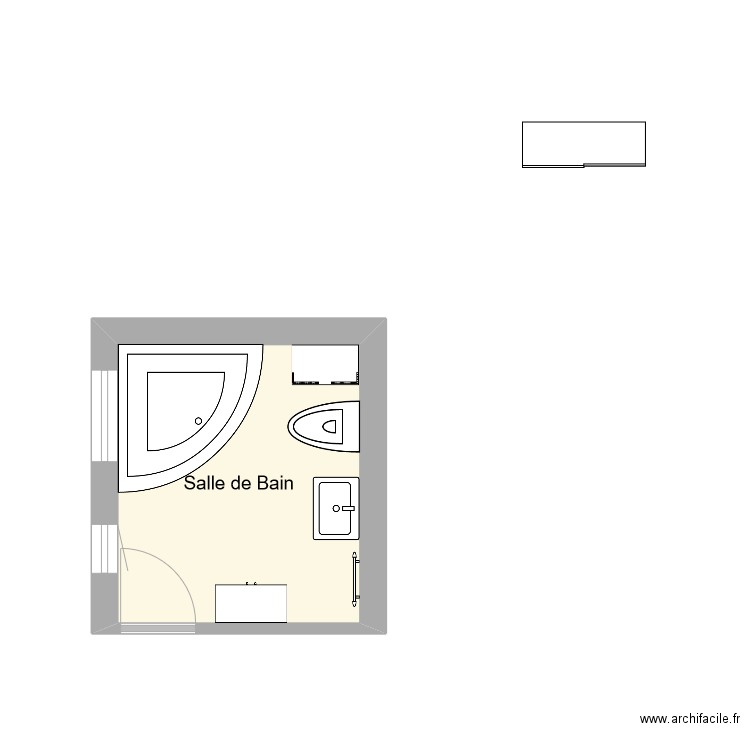 Salle de Bain. Plan de 1 pièce et 6 m2