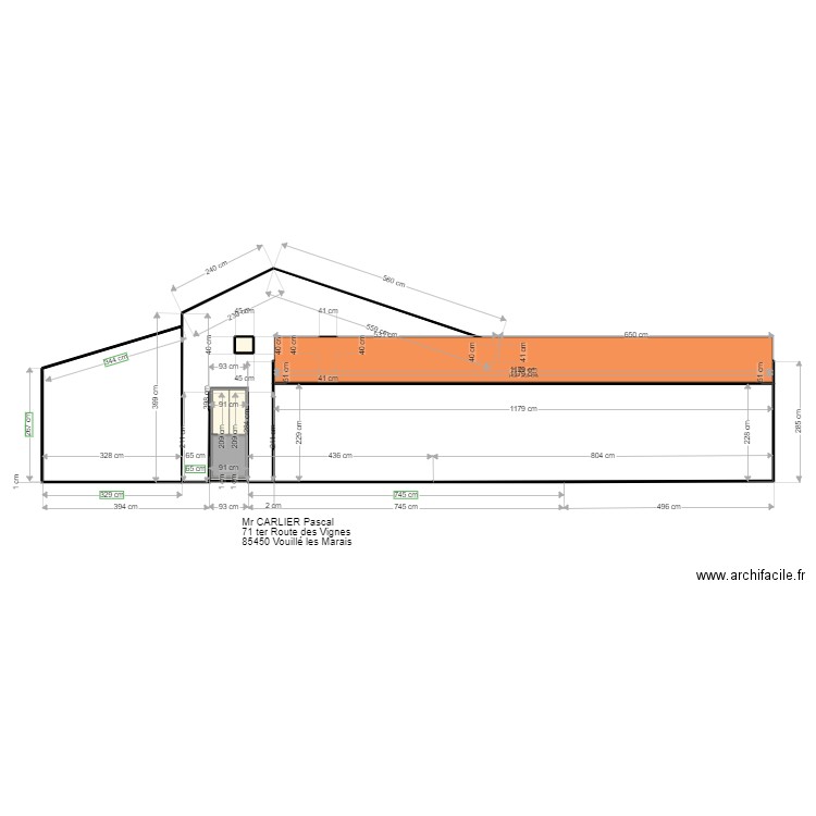 Façade SUD Prévue   bis. Plan de 4 pièces et 8 m2